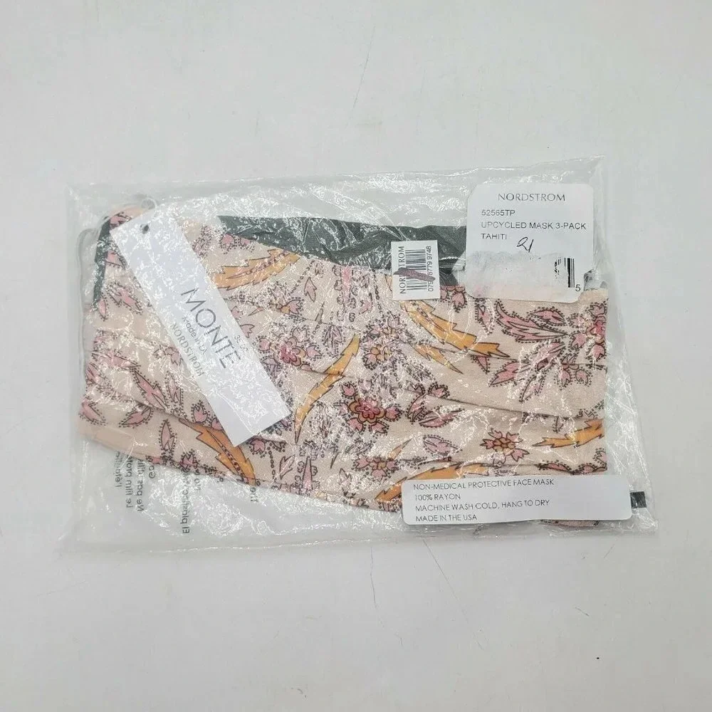Monte Reusable Washable Fask Masks‎ 3 Pack NWT